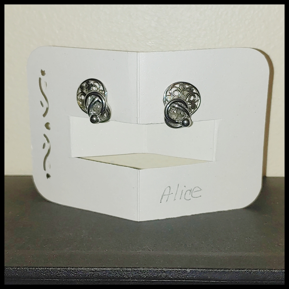 Vintage Alice Costume Jewelry Earrings, Marked